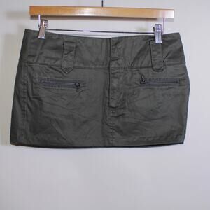 Coated Cloth Slate Gray Denim Mini Skirt With Pockets